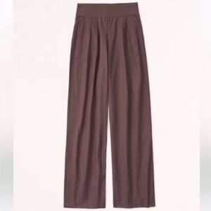 Abercrombie & Fitch Pleated Brown Wide Leg Pants XL Long